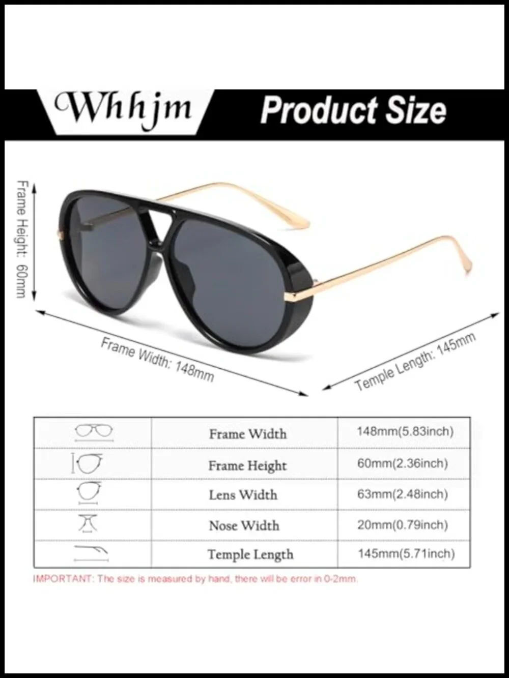 Oversized Aviator Sunglasses Retro Big Frame UV400 Protection